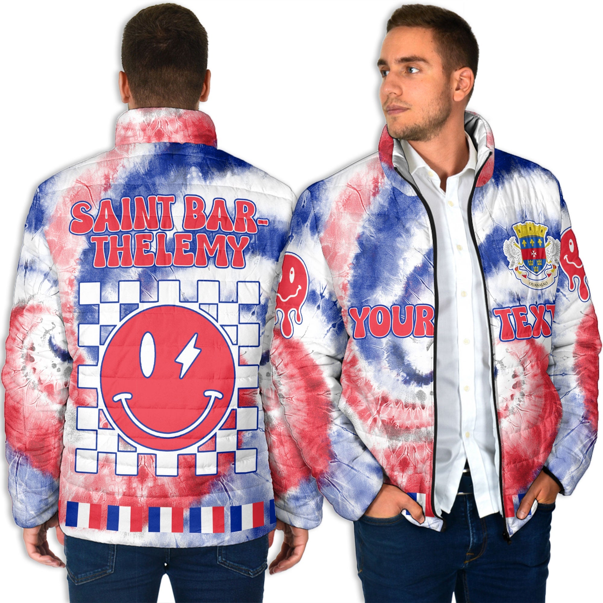 Saint Barthelemy Men Padded Jacket Custom Tie Dye Style 4