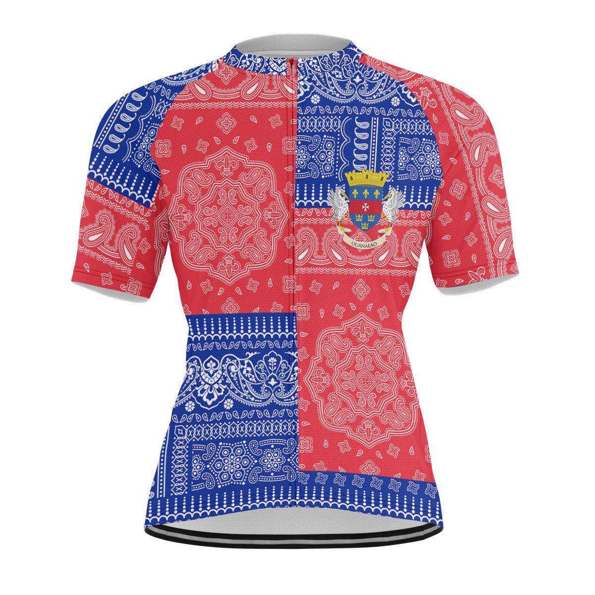 Saint Barthelemy Men Cycling Jersey Flag And Paisley Basic Style 1