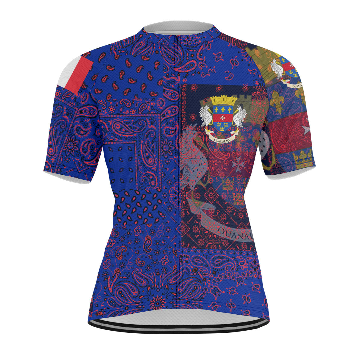 Saint Barthelemy Men Cycling Jersey Paisley Flag And Skull Style 1