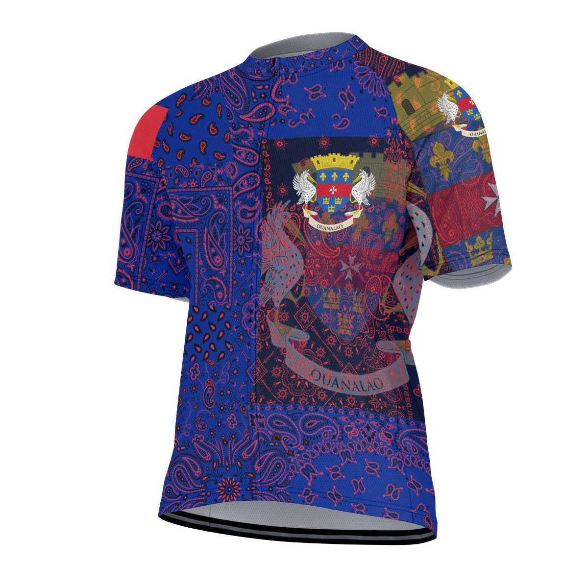 Saint Barthelemy Men Cycling Jersey Paisley Flag And Skull Style 2