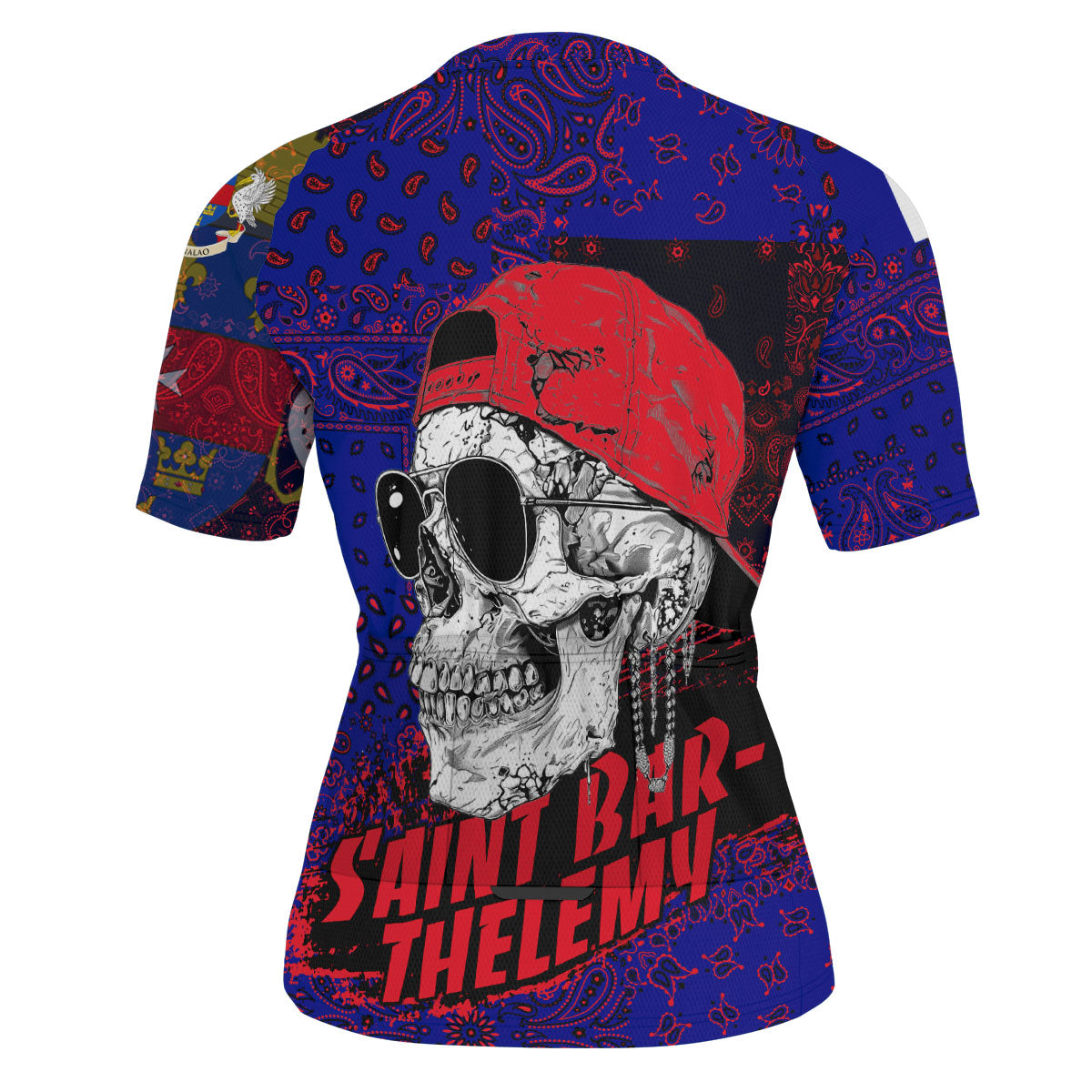 Saint Barthelemy Men Cycling Jersey Paisley Flag And Skull Style 3