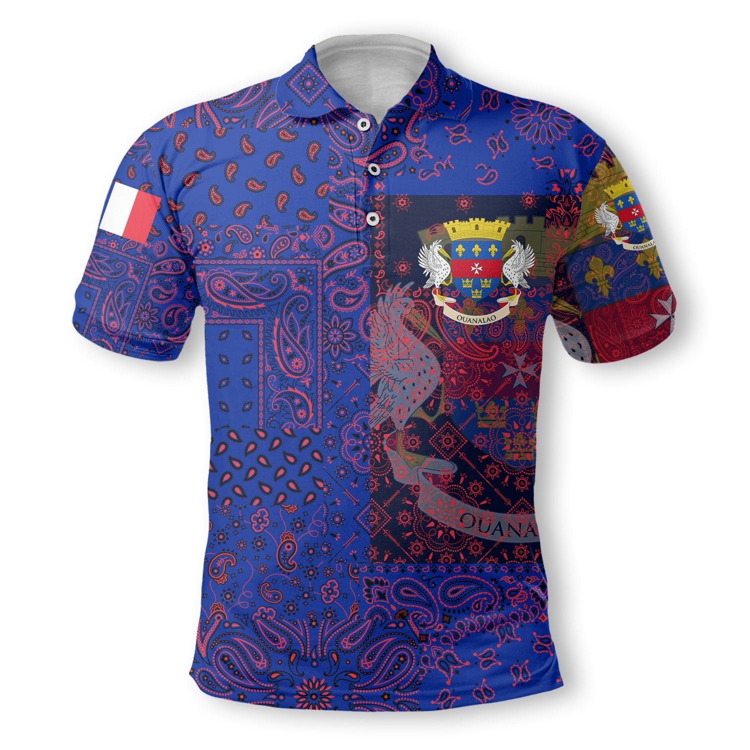 Saint Barthelemy Polo Shirt Paisley Flag And Skull Style 2