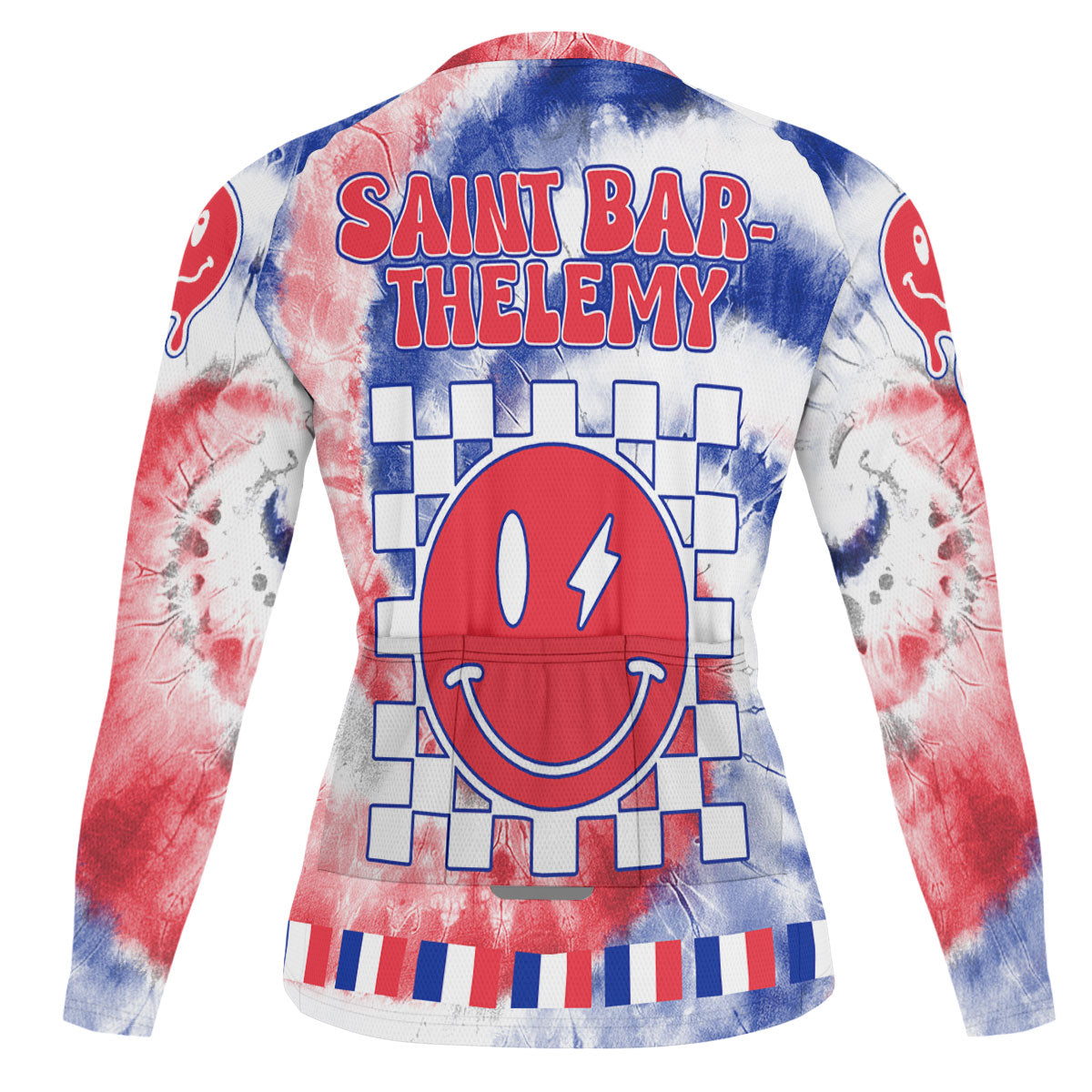 Saint Barthelemy Raglan Men Cycling Jersey Long Sleeve Custom Tie Dye Style 1