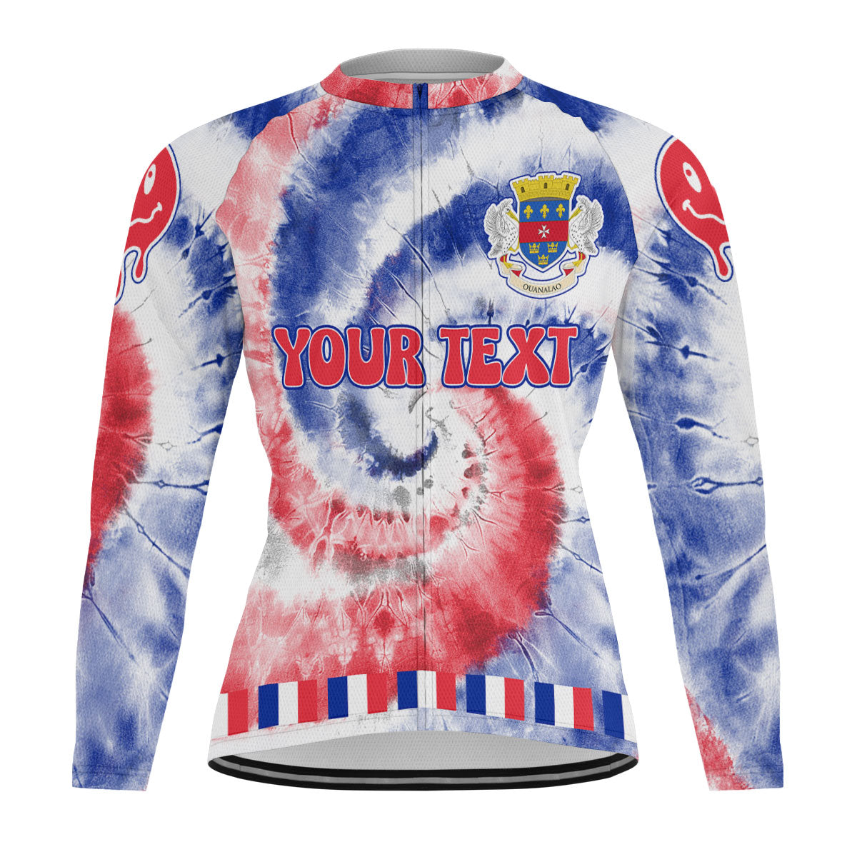 Saint Barthelemy Raglan Men Cycling Jersey Long Sleeve Custom Tie Dye Style 2