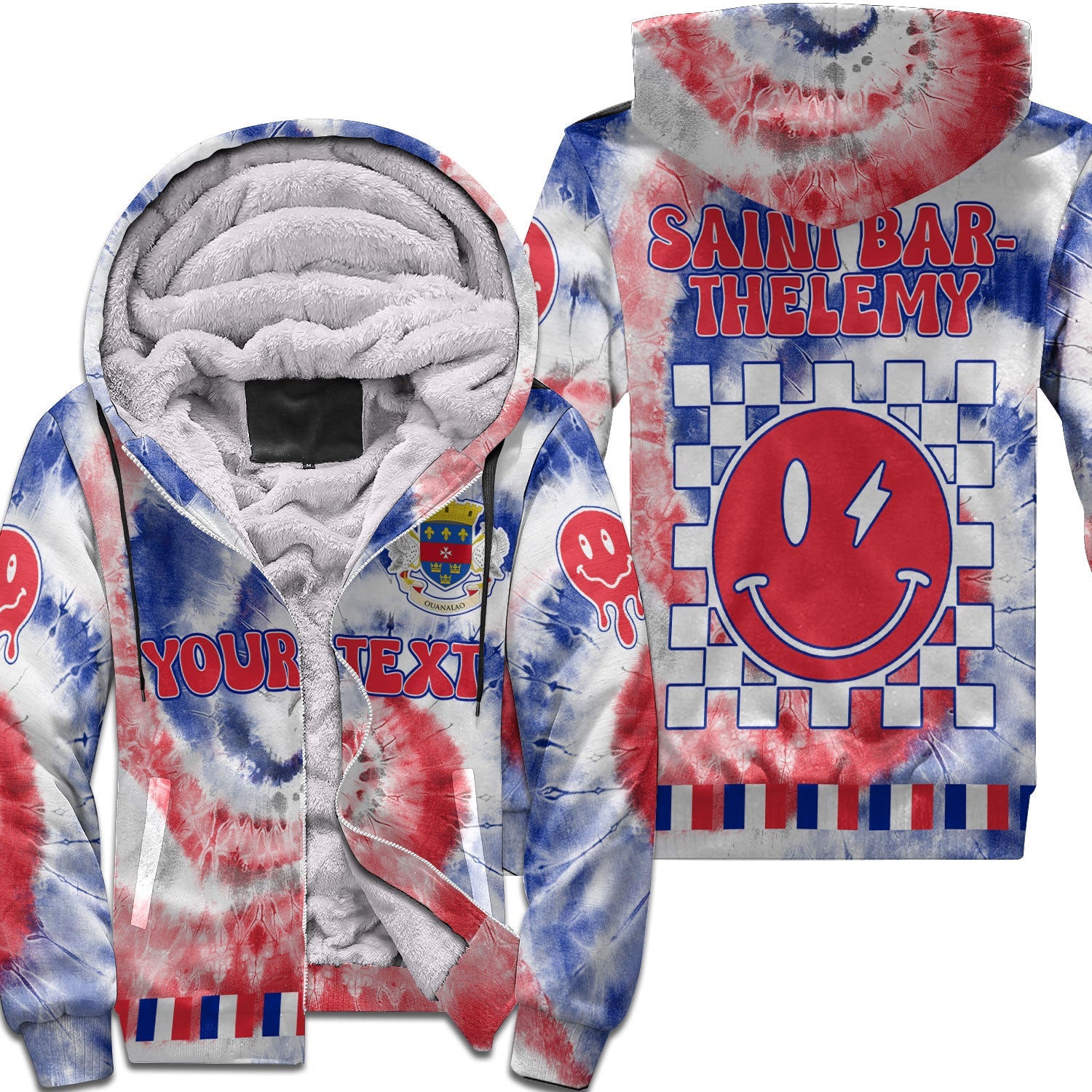 Saint Barthelemy Sherpa Hoodie Custom Tie Dye Style 1