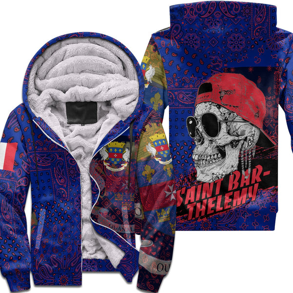 Saint Barthelemy Sherpa Hoodie Paisley Flag And Skull Style 1