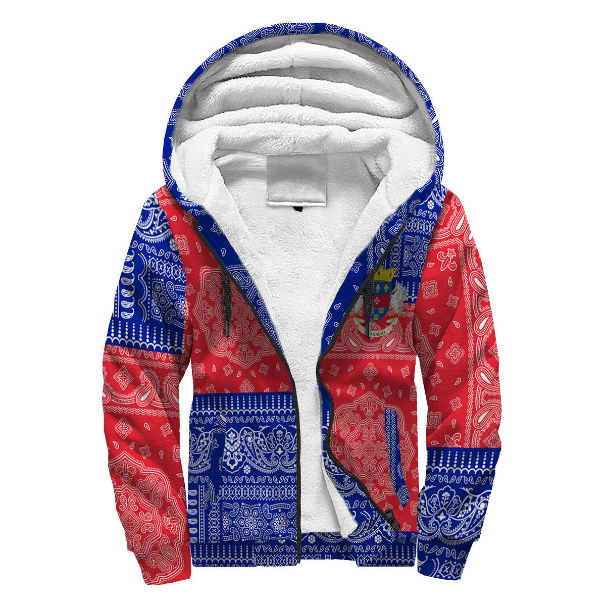 Saint Barthelemy Sherpa Hoodie Flag And Paisley Basic Style 3