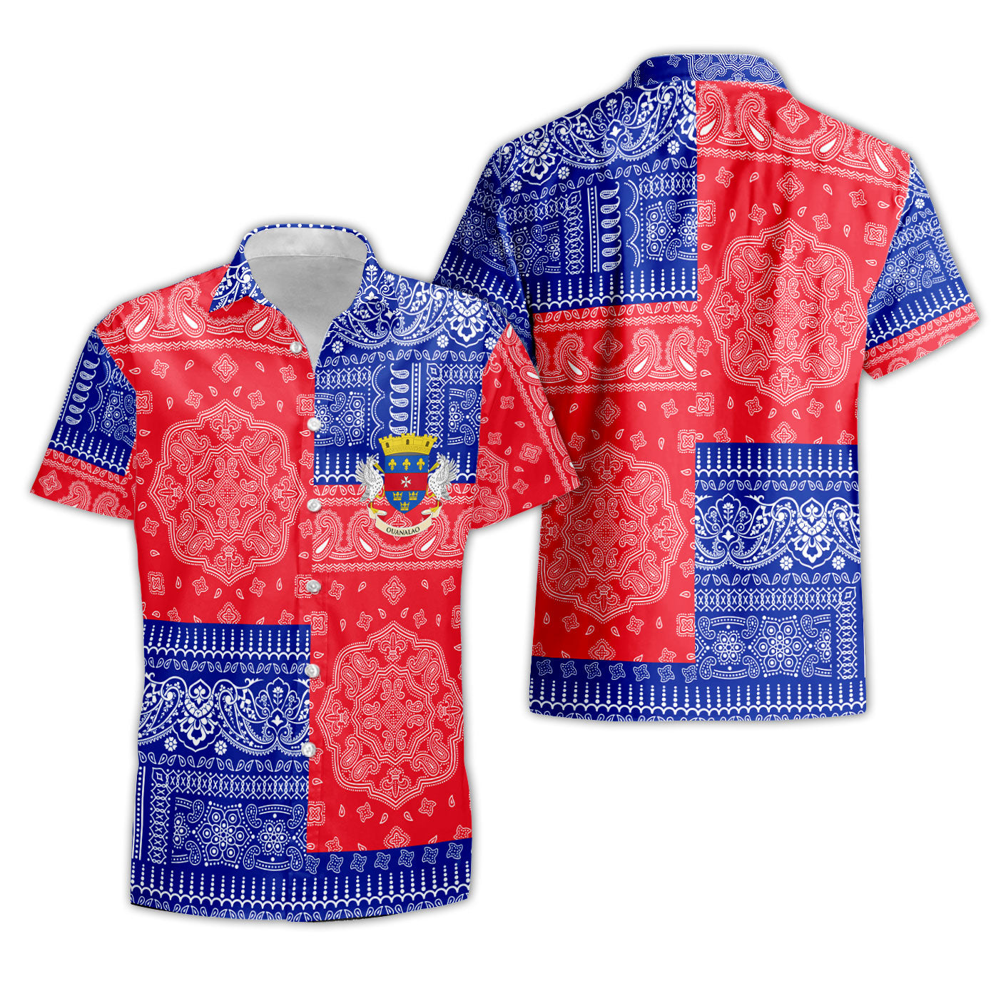 Saint Barthelemy Short Sleeve Shirt Flag And Paisley Basic Style 1