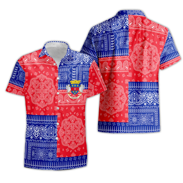 Saint Barthelemy Short Sleeve Shirt Flag And Paisley Basic Style 1