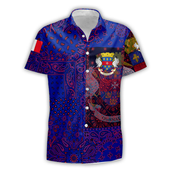 Saint Barthelemy Short Sleeve Shirt Paisley Flag And Skull Style 1