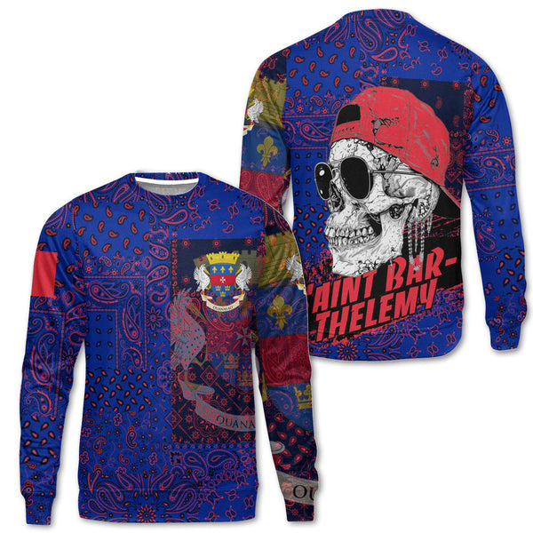 Saint Barthelemy Sweatshirt Paisley Flag And Skull Style 1