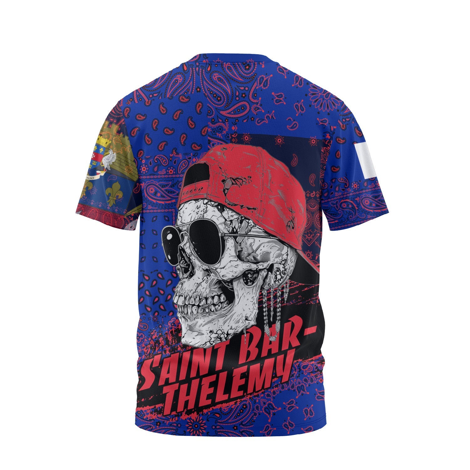 Saint Barthelemy T Shirt Paisley Flag And Skull Style 2