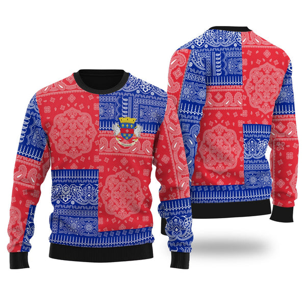 Saint Barthelemy Ugly Sweater Flag And Paisley Basic Style 1