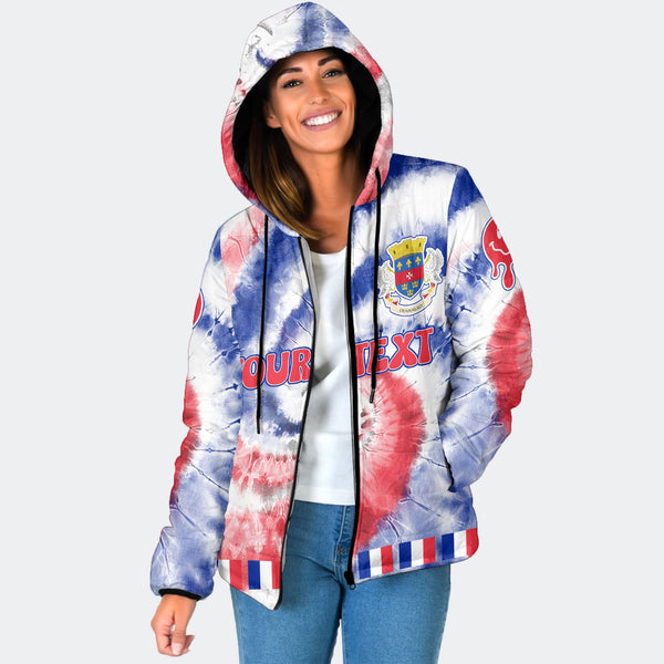 Saint Barthelemy Women Hooded Padded Jacket Custom Tie Dye Style 1