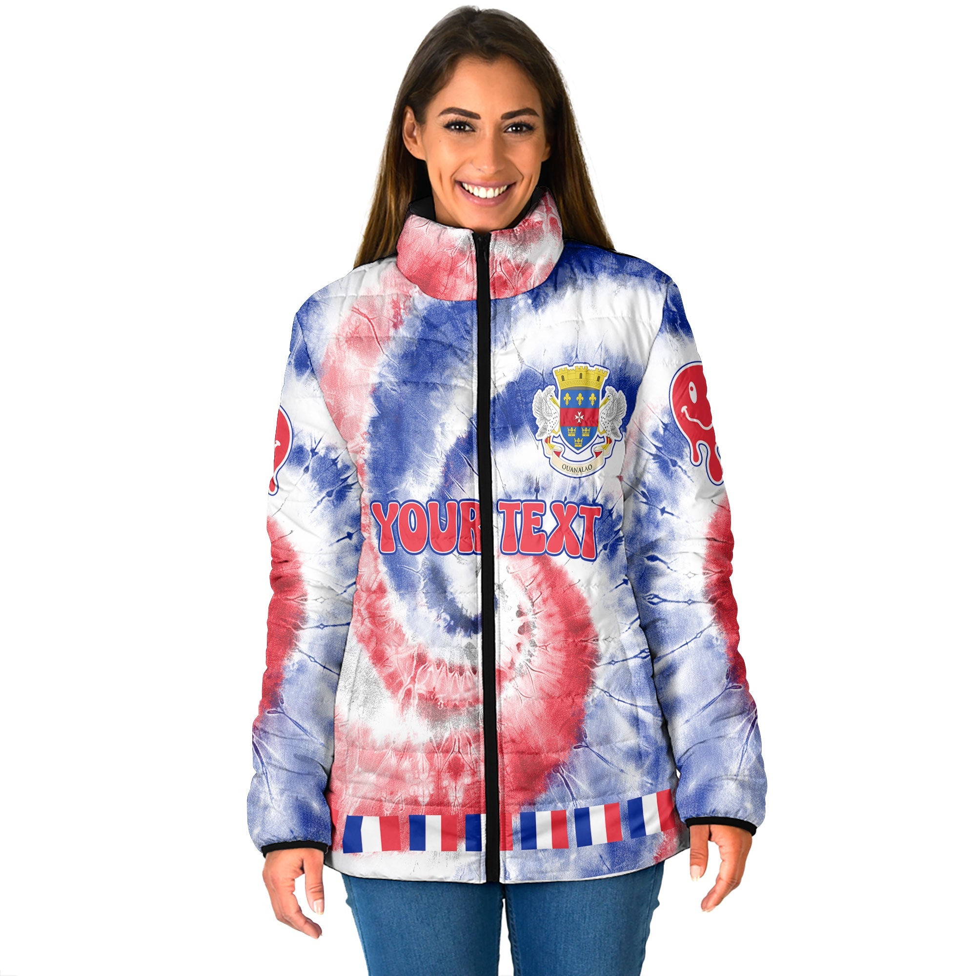 Saint Barthelemy Women Padded Jacket Custom Tie Dye Style 1