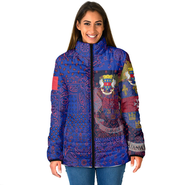 Saint Barthelemy Women Padded Jacket Paisley Flag And Skull Style 1