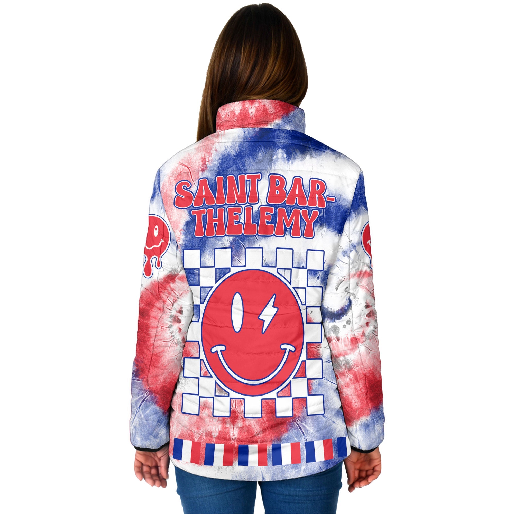 Saint Barthelemy Women Padded Jacket Custom Tie Dye Style 2