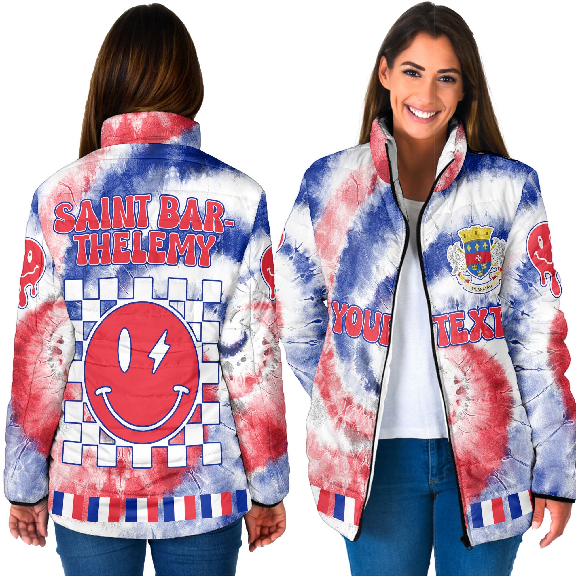 Saint Barthelemy Women Padded Jacket Custom Tie Dye Style 3