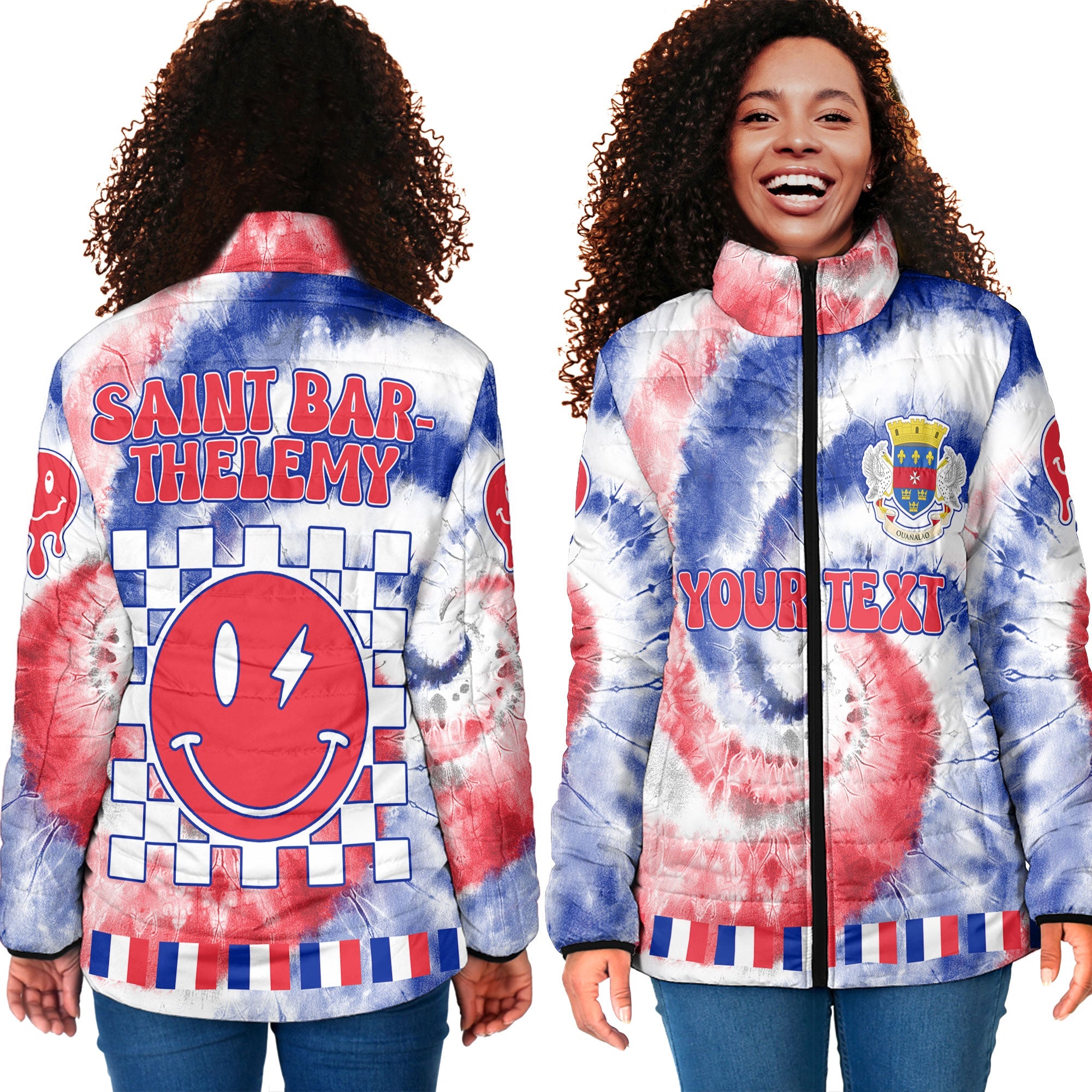 Saint Barthelemy Women Padded Jacket Custom Tie Dye Style 4