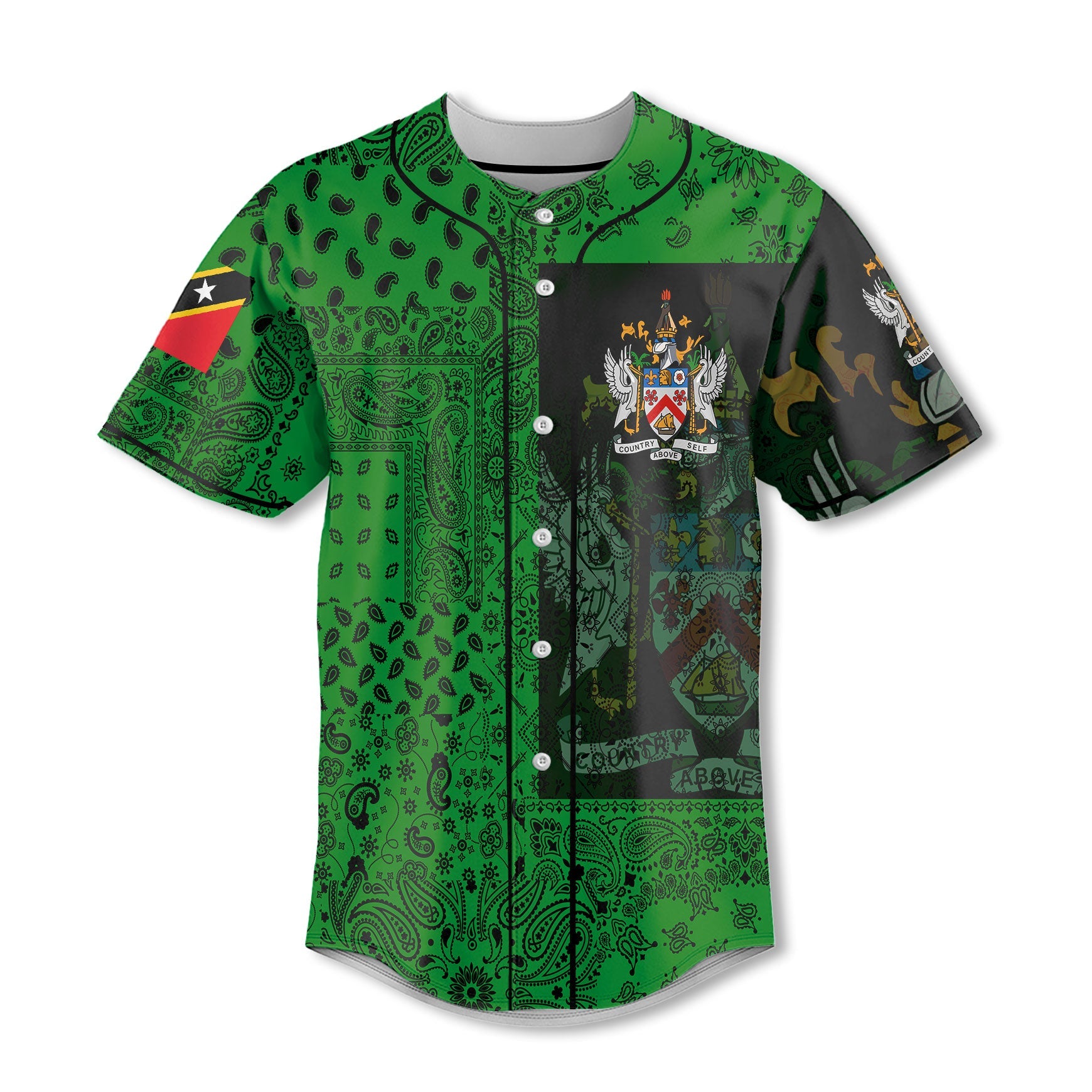 Saint Kitts And Nevis Baseball Jersey Paisley Flag And Skull Style 2