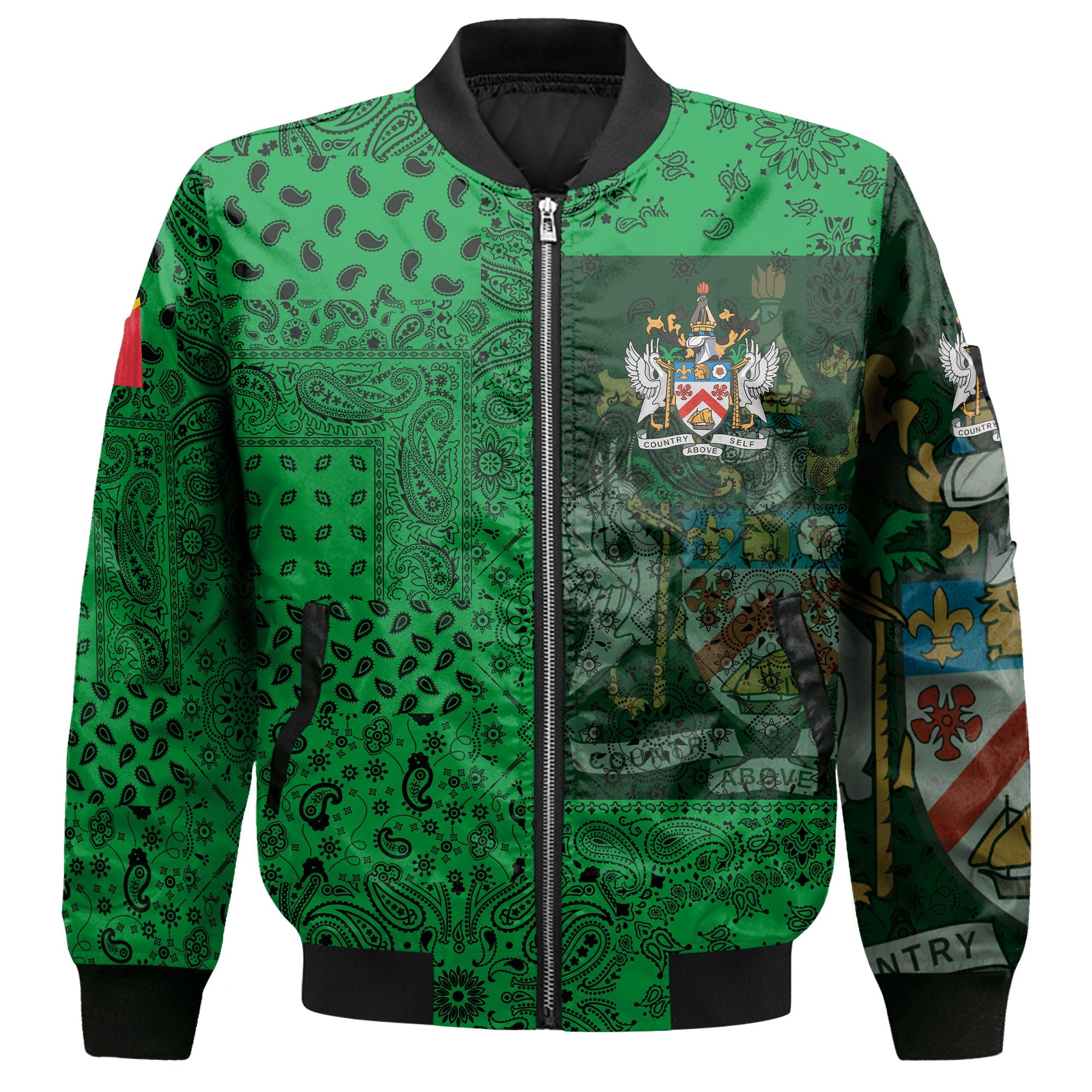 Saint Kitts And Nevis Bomber Jacket Paisley Flag And Skull Style 2