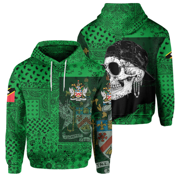 Saint Kitts And Nevis Hoodie Paisley Flag And Skull Style 1