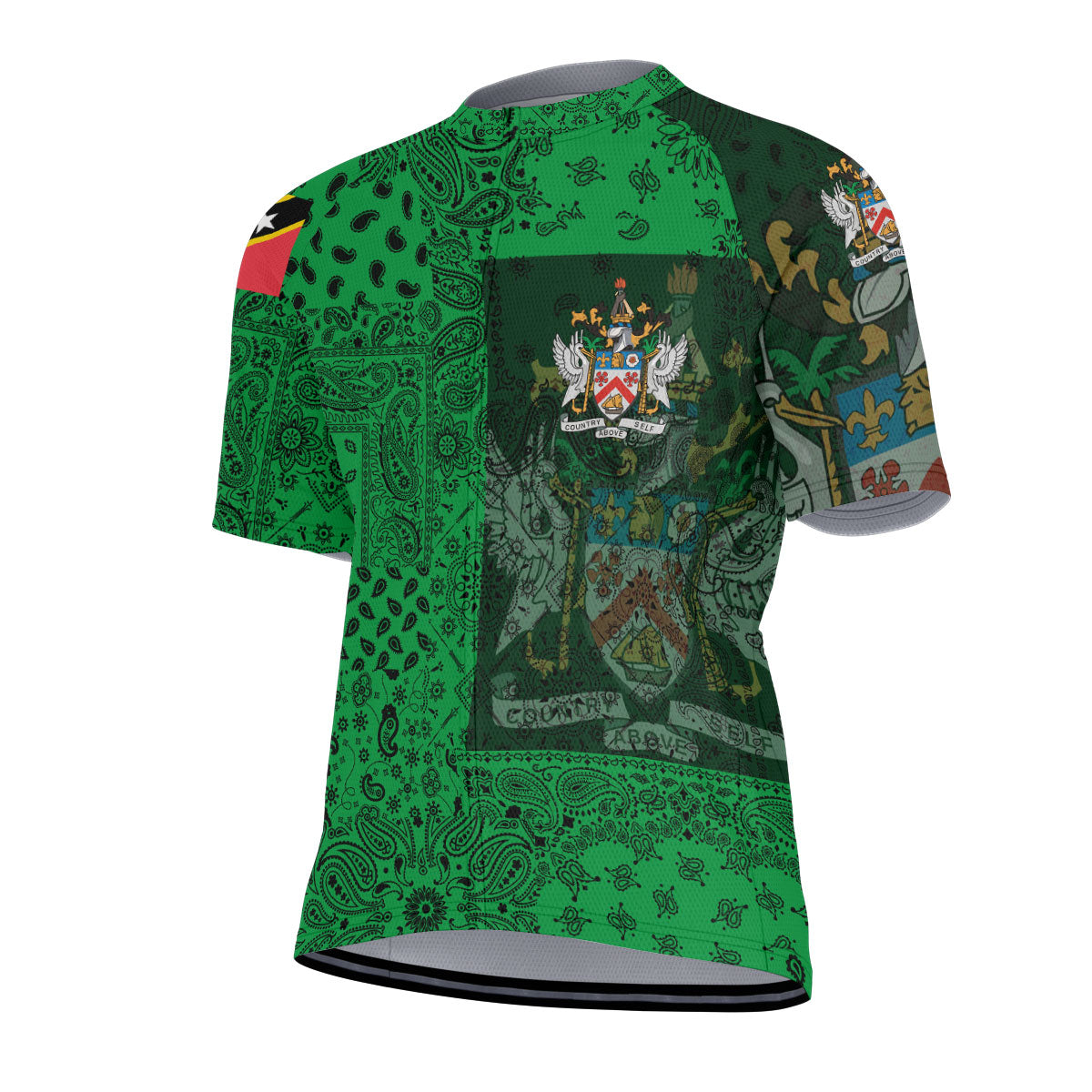 Saint Kitts And Nevis Men Cycling Jersey Paisley Flag And Skull Style 2