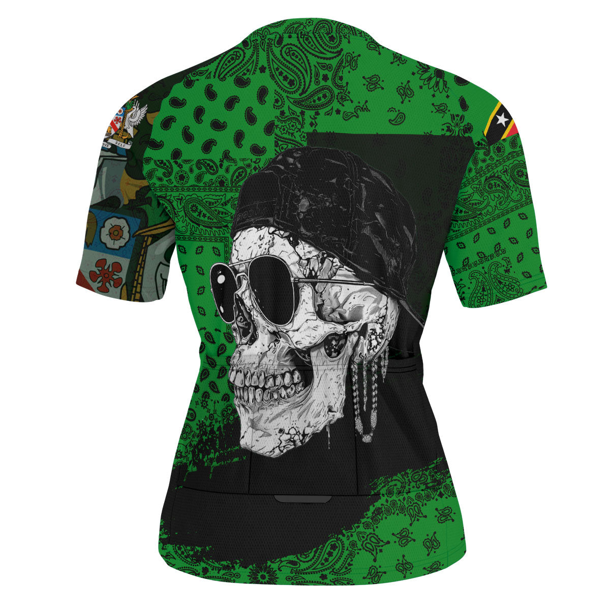 Saint Kitts And Nevis Men Cycling Jersey Paisley Flag And Skull Style 3