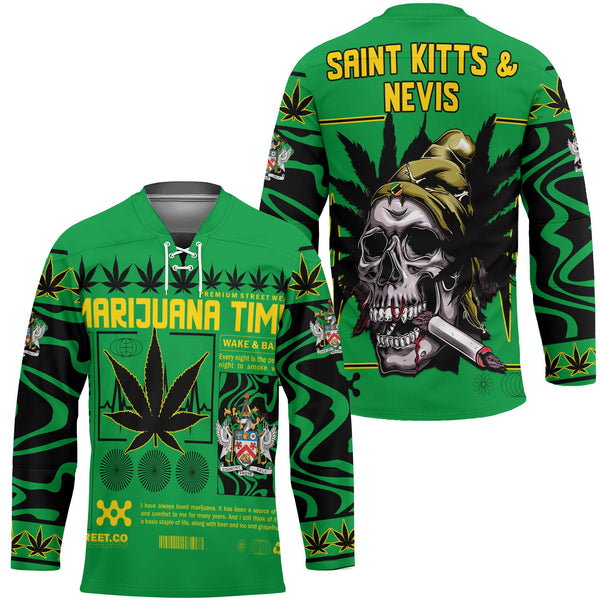 Saint Kitts and Nevis Hockey Jersey Flag & Coat Of Arms Marijuanas Style