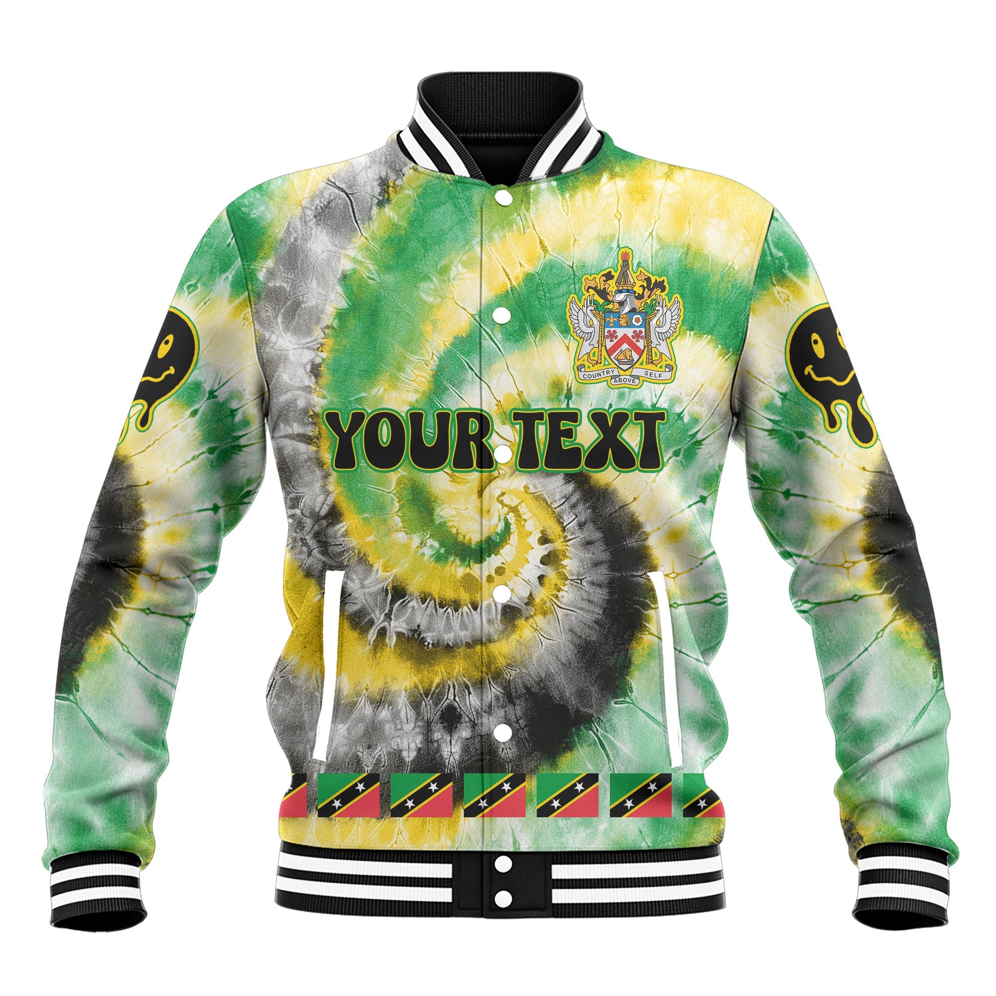 Saint Kitts And Nevis Baseball Jacket Custom Tie Dye Style 2