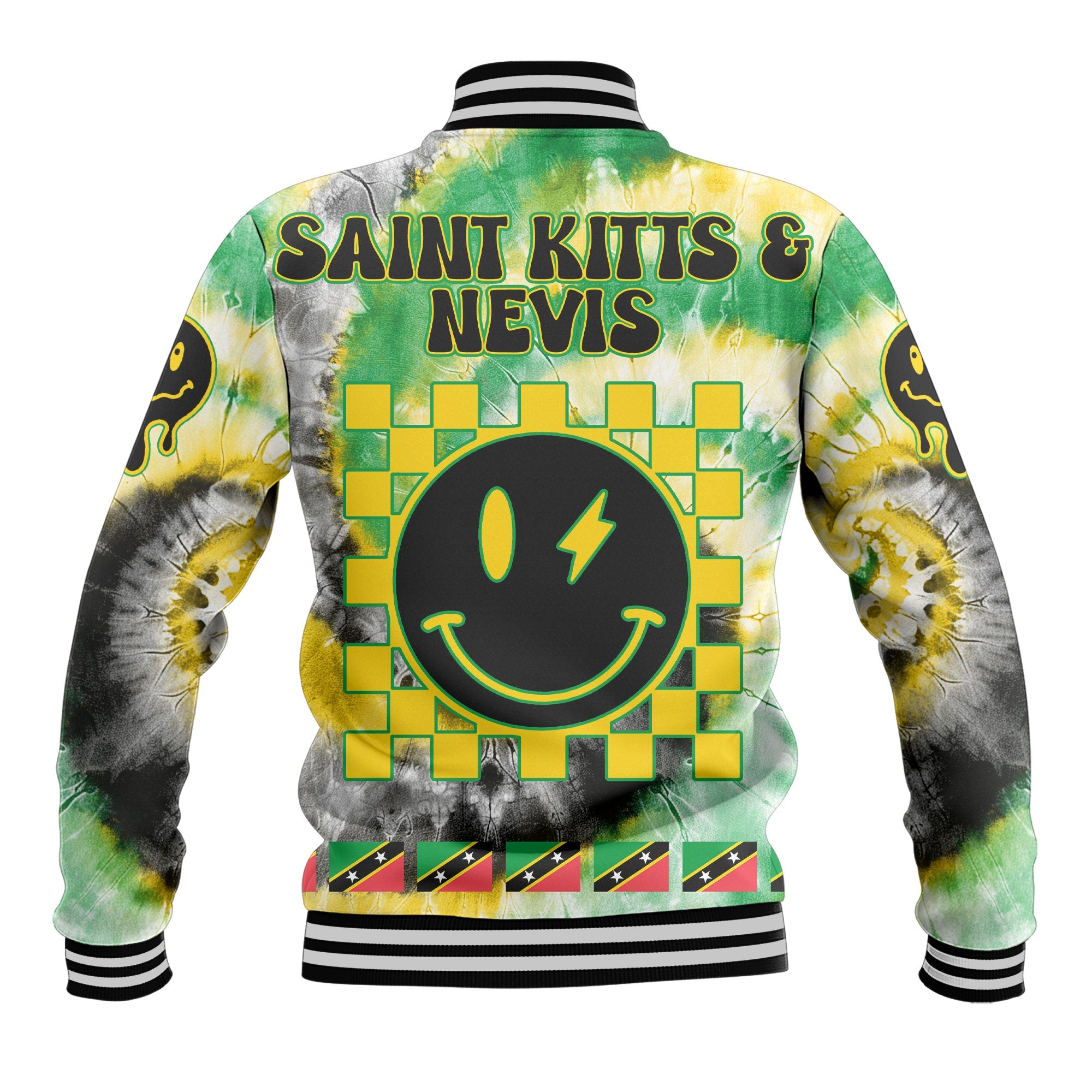 Saint Kitts And Nevis Baseball Jacket Custom Tie Dye Style 3