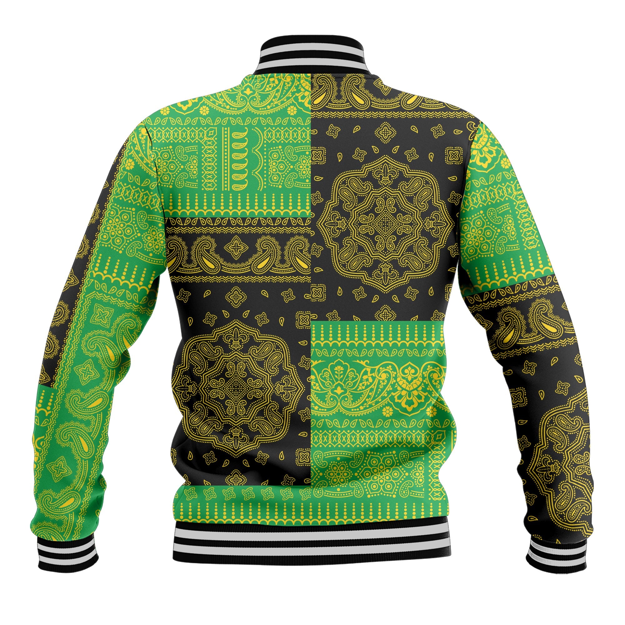 Saint Kitts And Nevis Baseball Jacket Flag And Paisley Basic Style 3