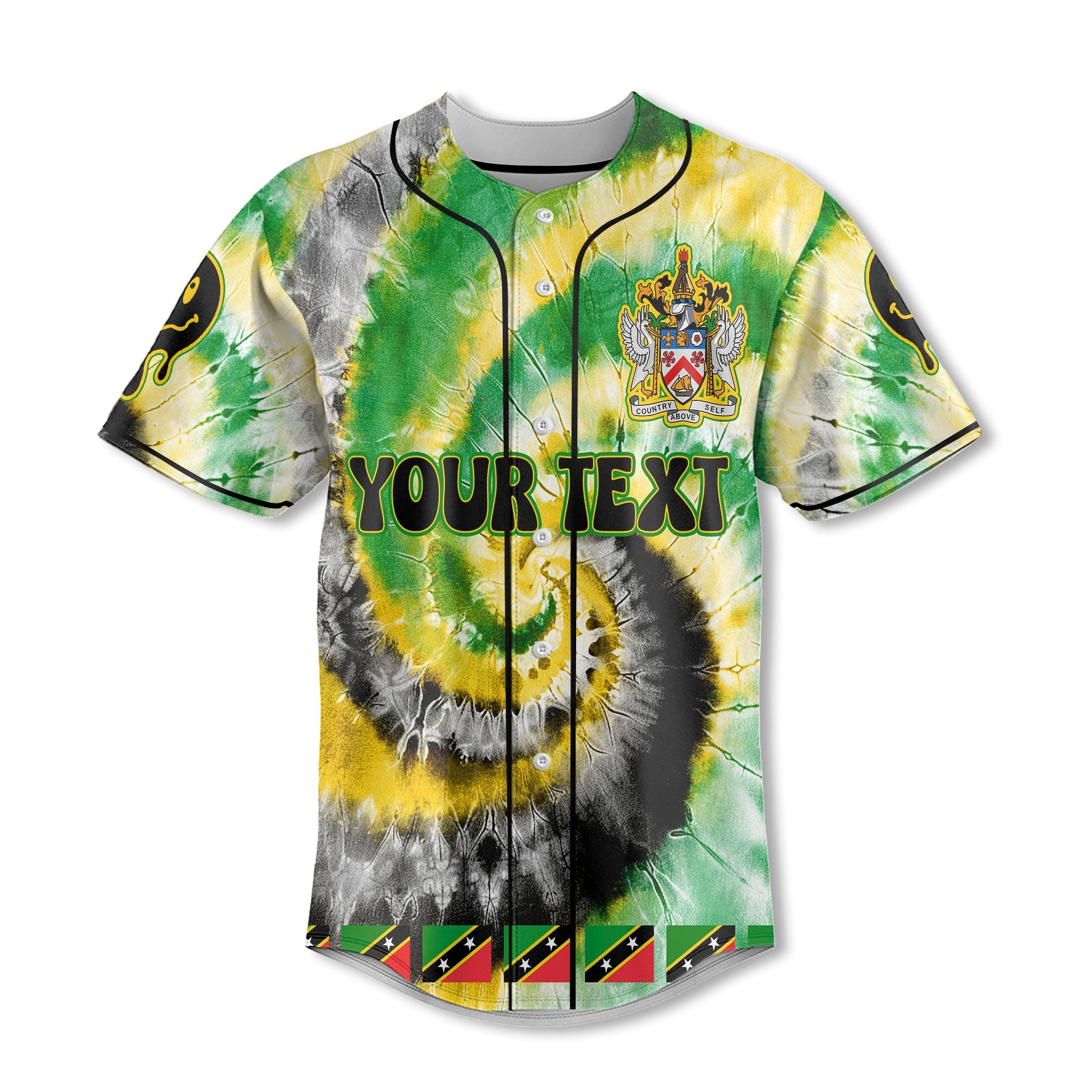 Saint Kitts And Nevis Baseball Jersey Custom Tie Dye Style 2