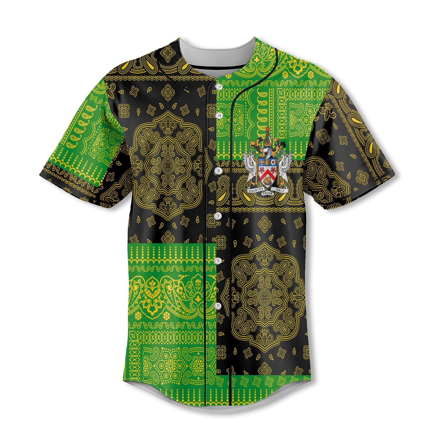 Saint Kitts And Nevis Baseball Jersey Flag And Paisley Basic Style 2