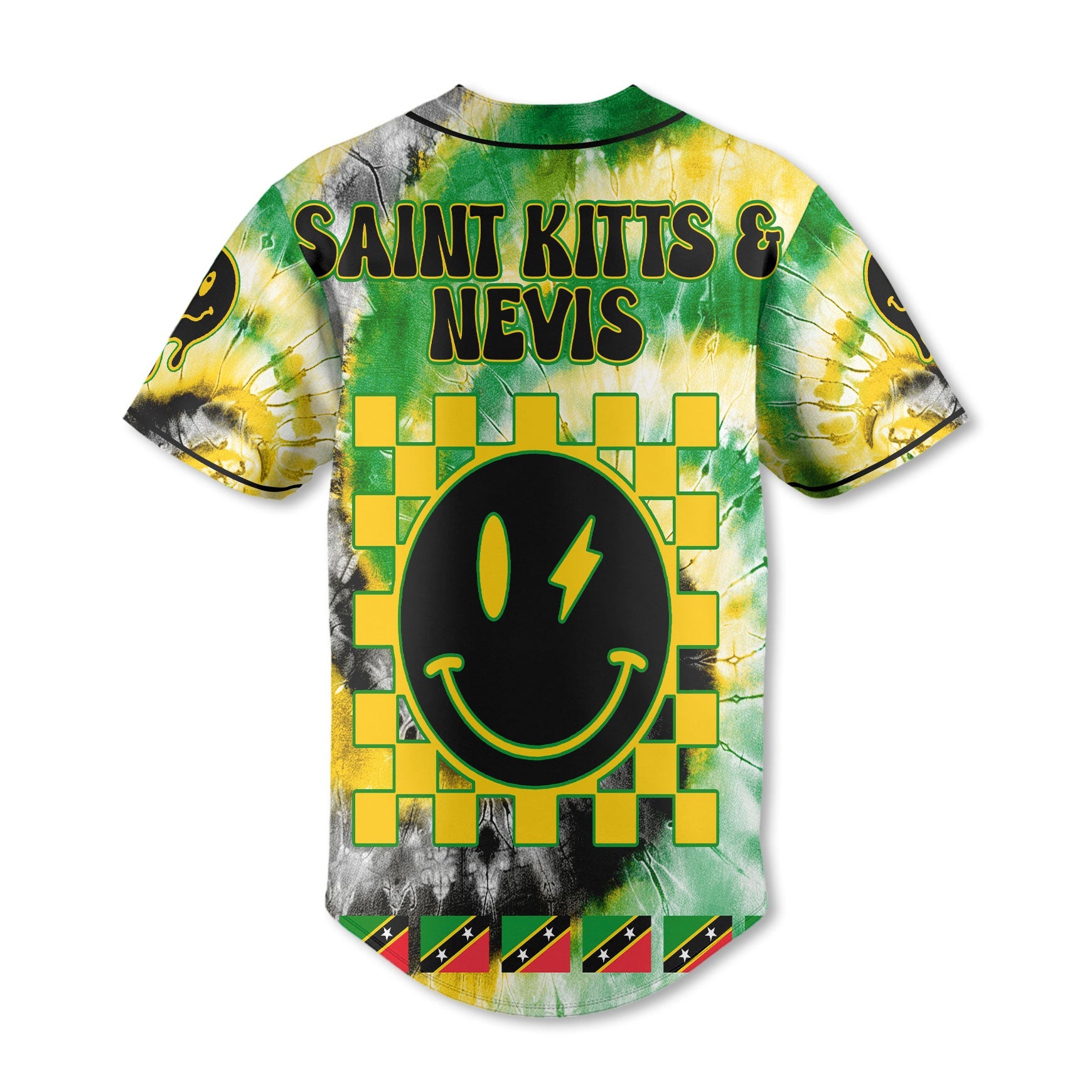 Saint Kitts And Nevis Baseball Jersey Custom Tie Dye Style 3