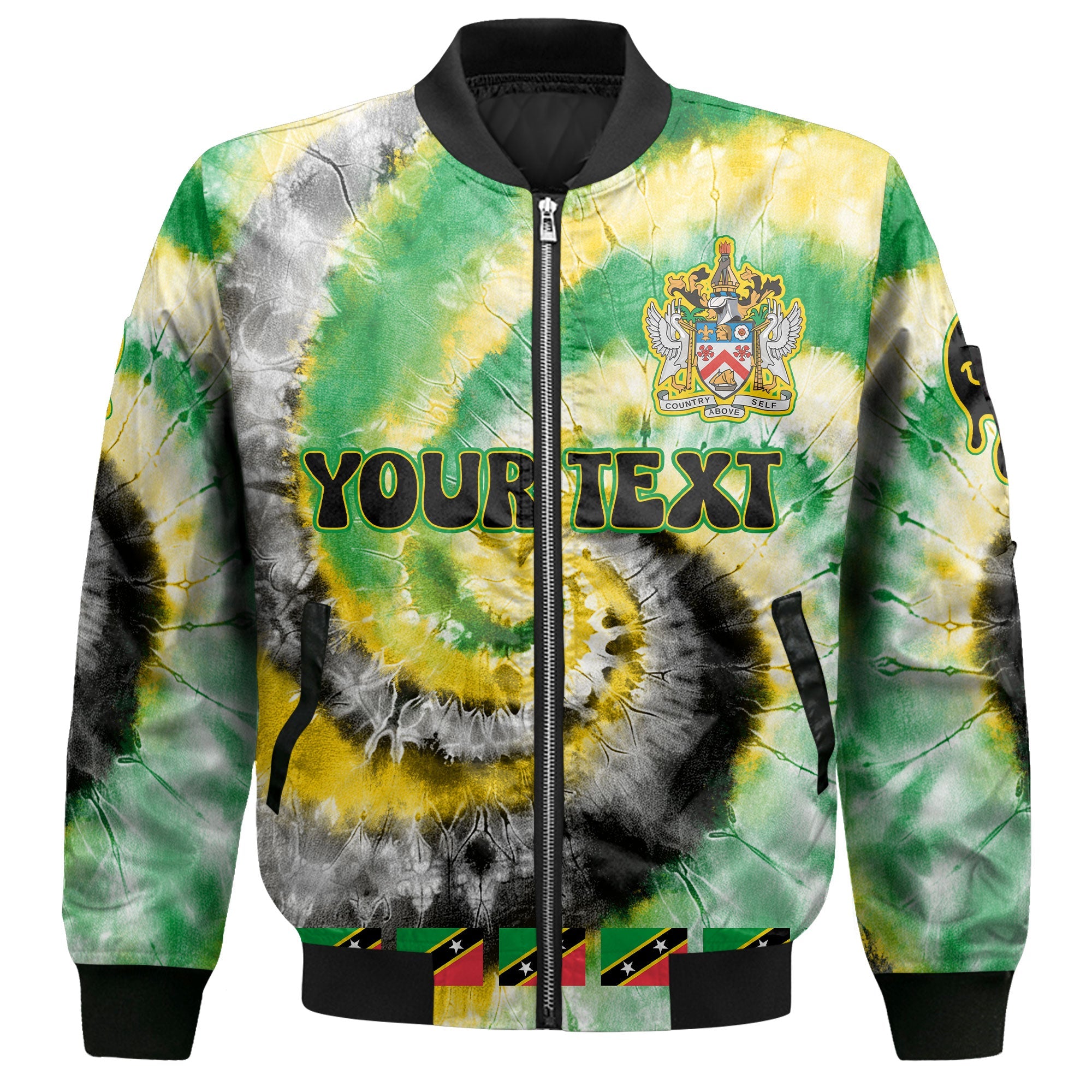 Saint Kitts And Nevis Bomber Jacket Custom Tie Dye Style 2