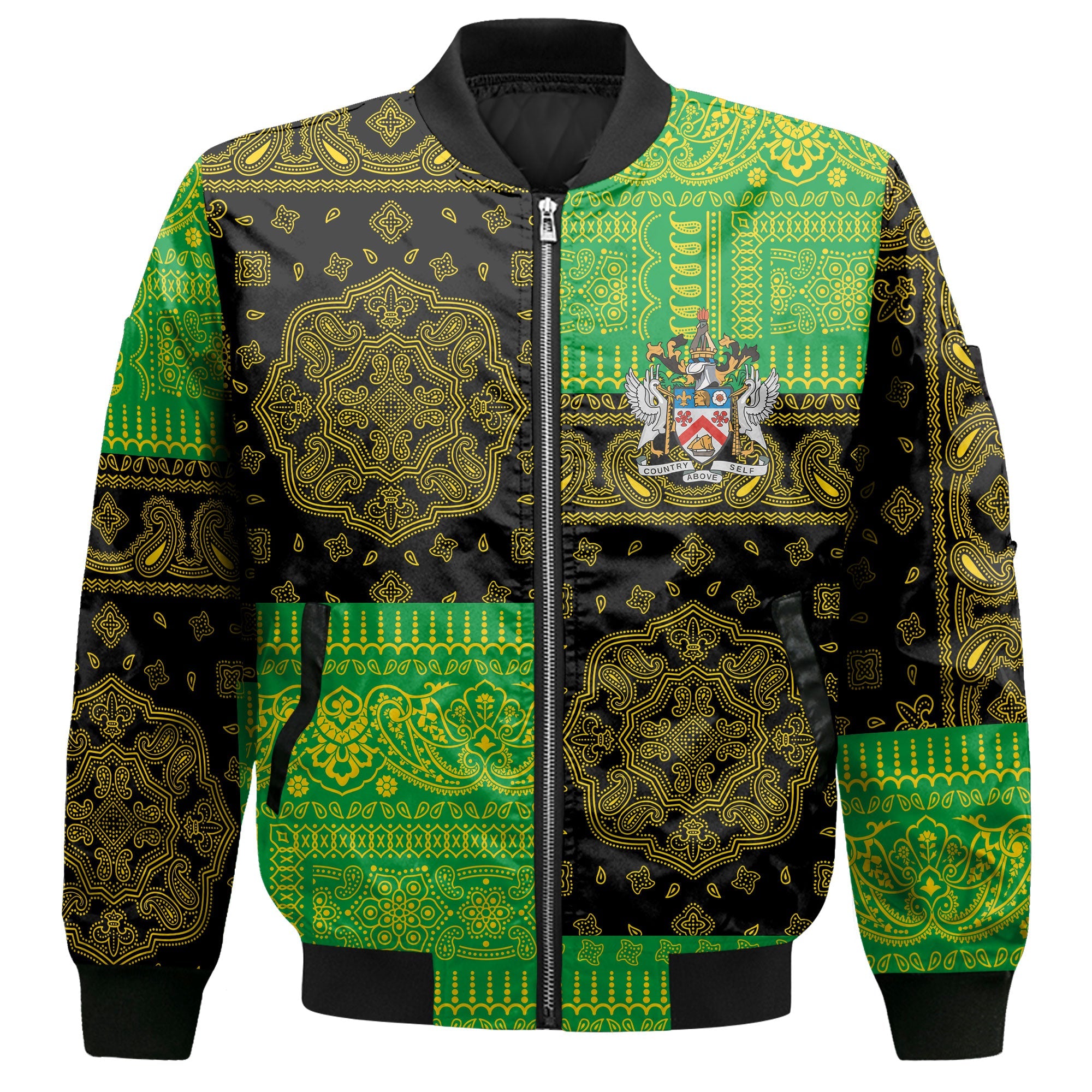 Saint Kitts And Nevis Bomber Jacket Flag And Paisley Basic Style 2