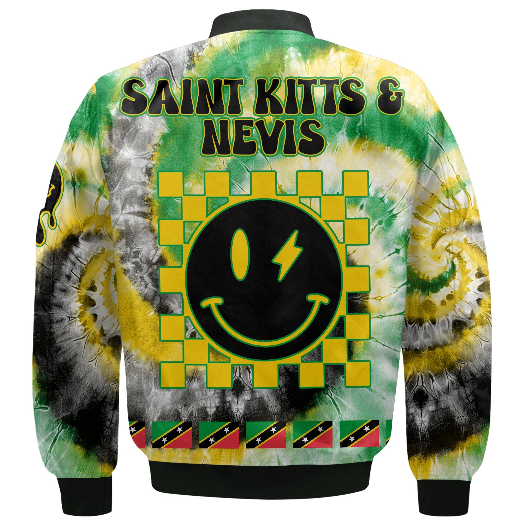 Saint Kitts And Nevis Bomber Jacket Custom Tie Dye Style 3