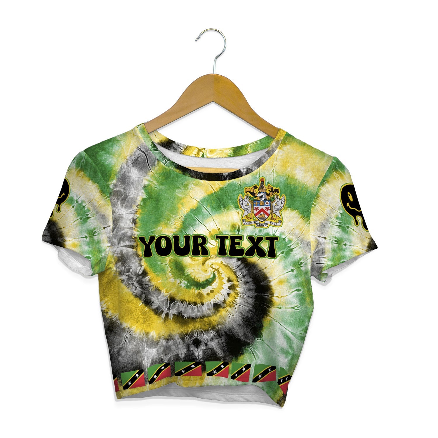 Saint Kitts And Nevis Croptop T Shirt Custom Tie Dye Style 1