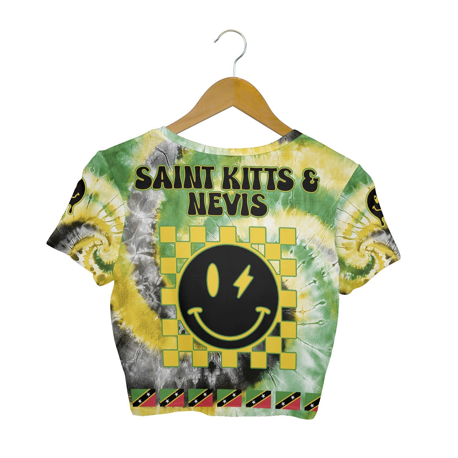 Saint Kitts And Nevis Croptop T Shirt Custom Tie Dye Style 2