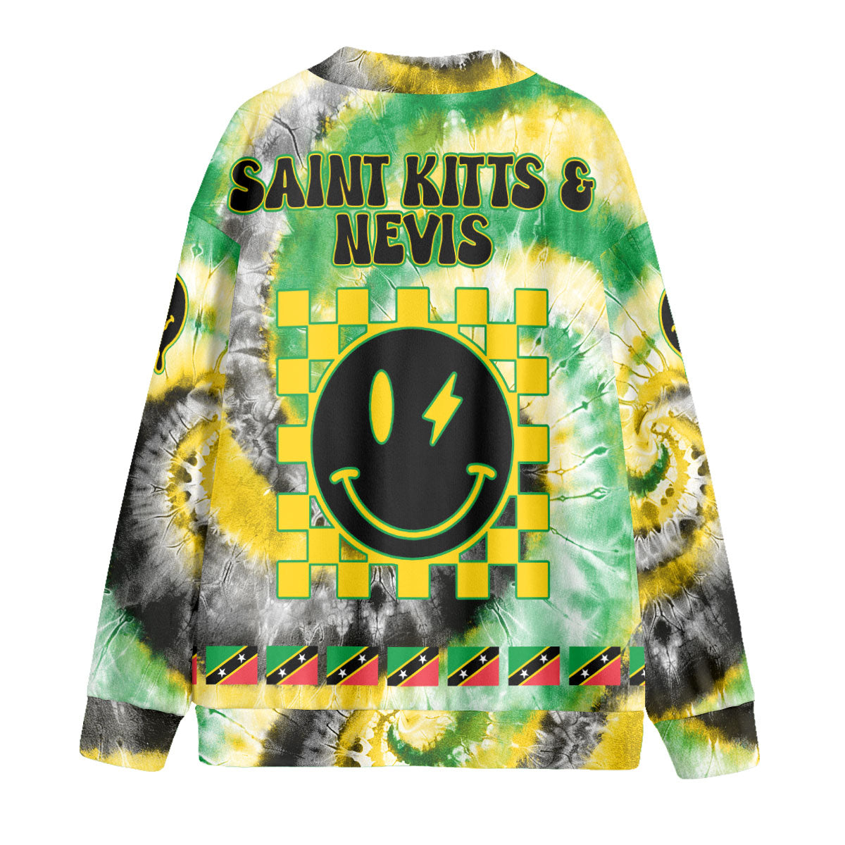 Saint Kitts And Nevis Fleece Cardigan Custom Tie Dye Style 2