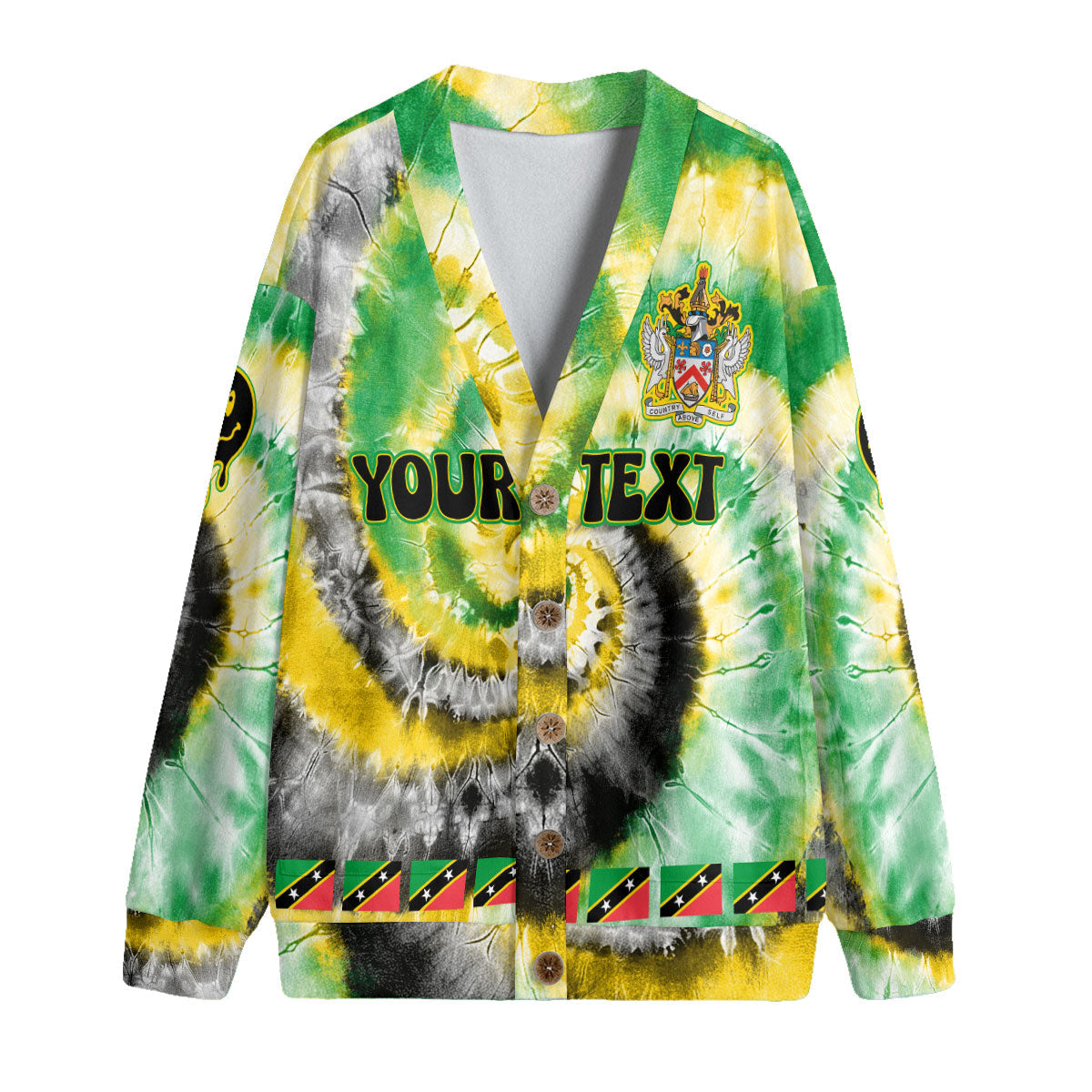 Saint Kitts And Nevis Fleece Cardigan Custom Tie Dye Style 4