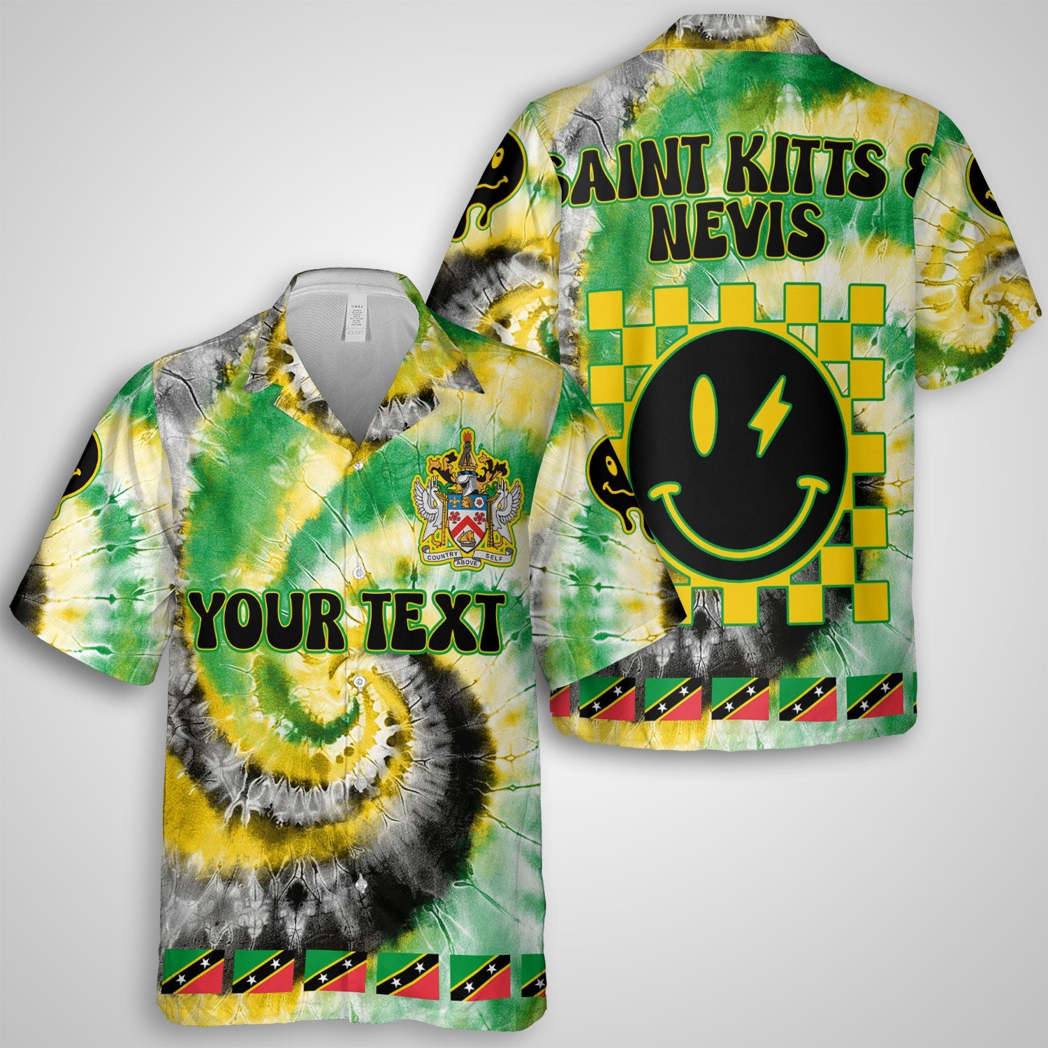 Saint Kitts And Nevis Hawaiian Shirt Custom Tie Dye Style 1