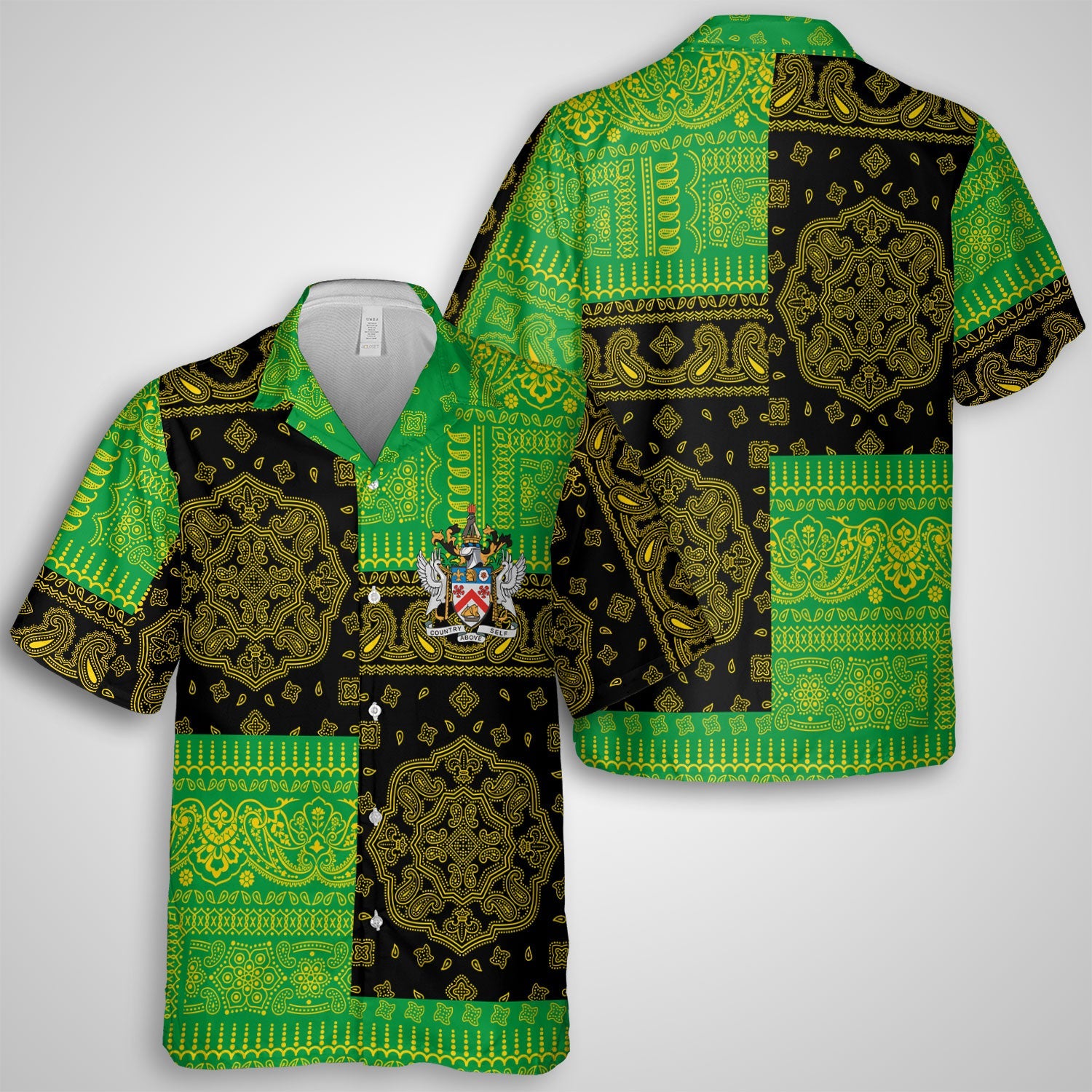 Saint Kitts And Nevis Hawaiian Shirt Flag And Paisley Basic Style 1