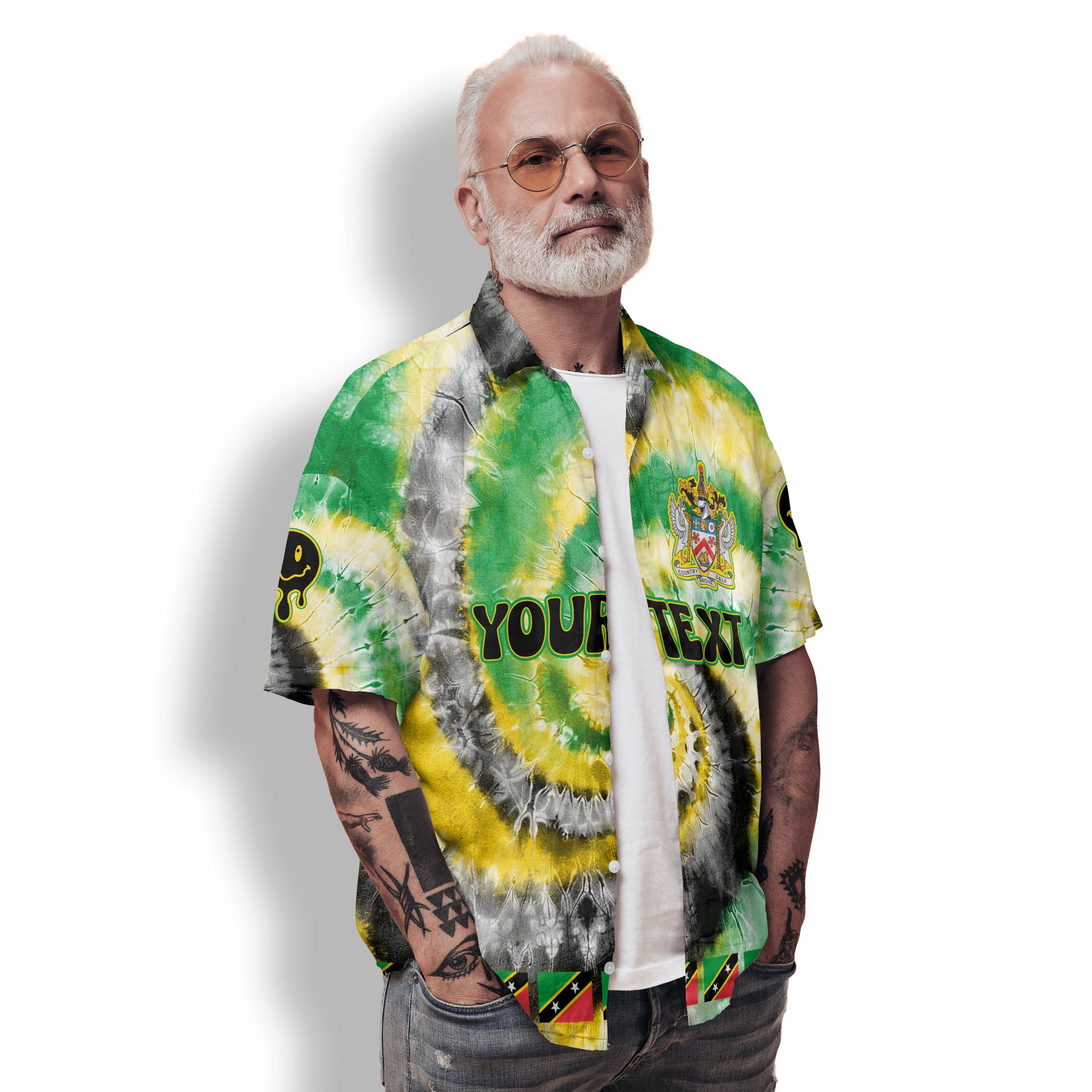 Saint Kitts And Nevis Hawaiian Shirt Custom Tie Dye Style 2