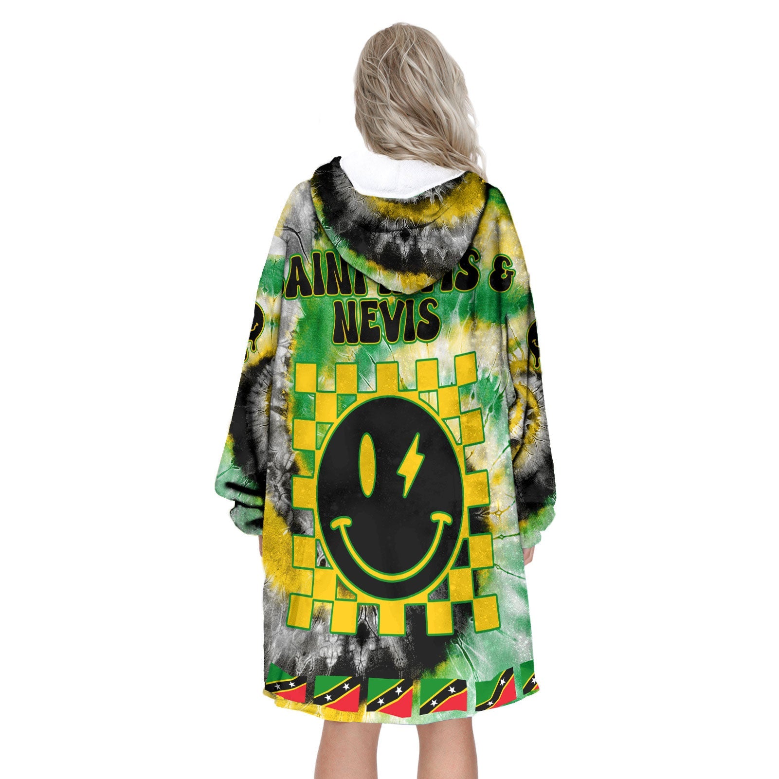 Saint Kitts And Nevis Hoodie Blanket Custom Tie Dye Style 3