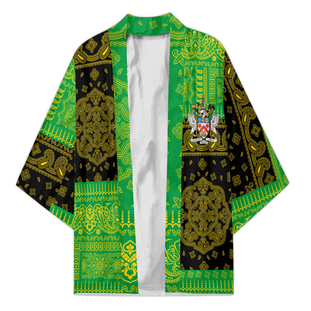 Saint Kitts And Nevis Kimono Flag And Paisley Basic Style 2