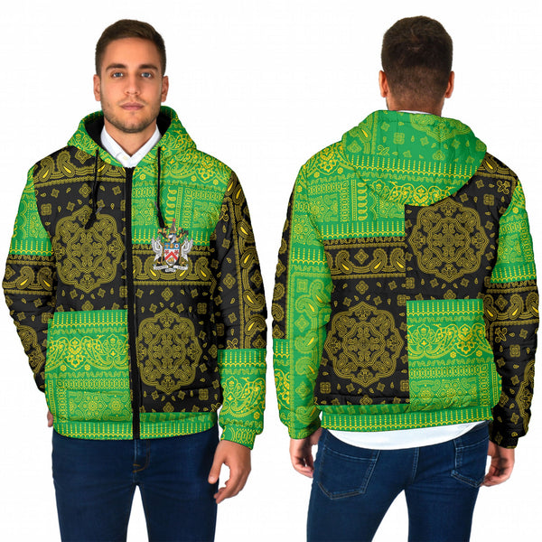 Saint Kitts And Nevis Men Hooded Padded Jacket Flag And Paisley Basic Style 1