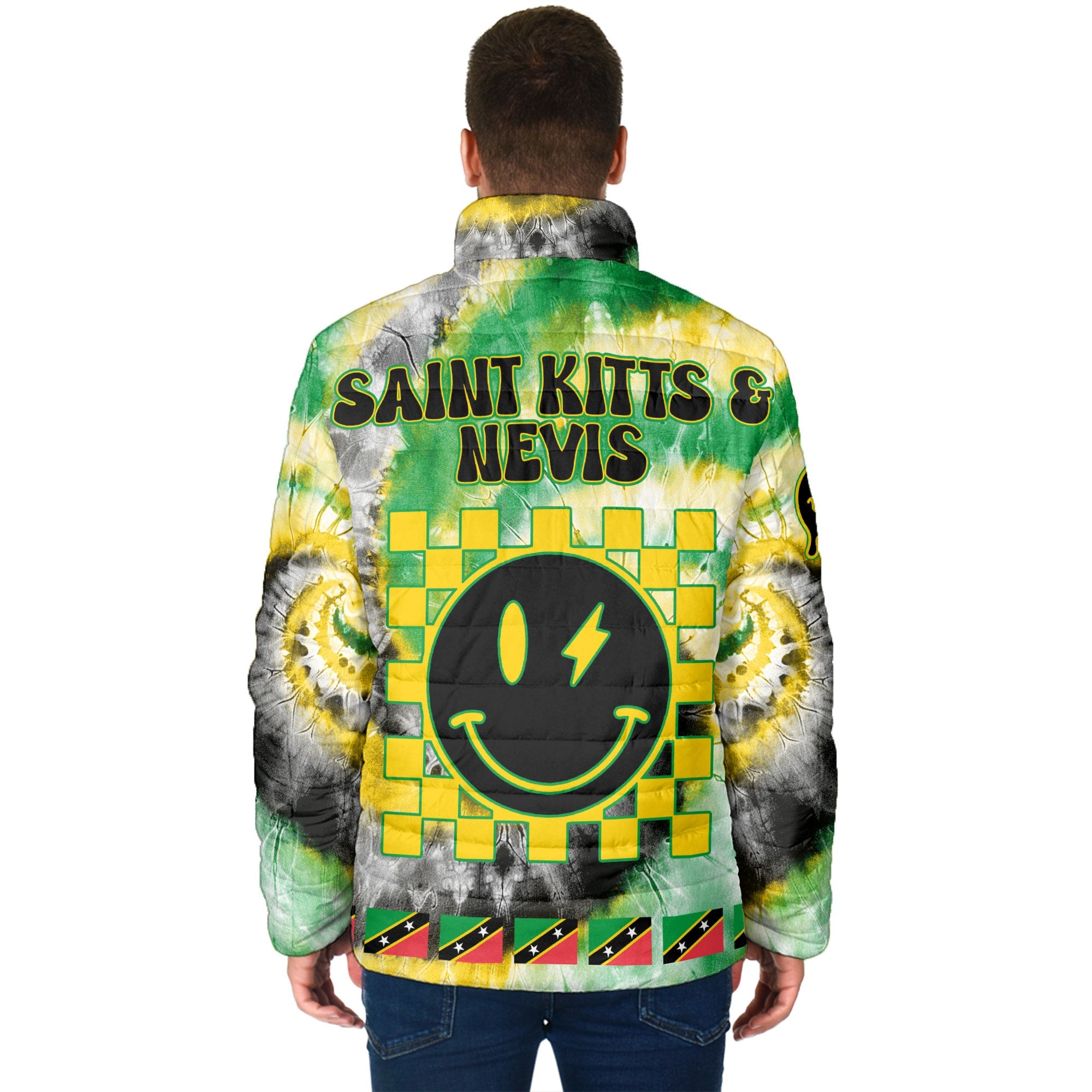 Saint Kitts And Nevis Men Padded Jacket Custom Tie Dye Style 2