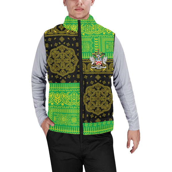 Saint Kitts And Nevis Men Padded Jacket Vest Flag And Paisley Basic Style 1